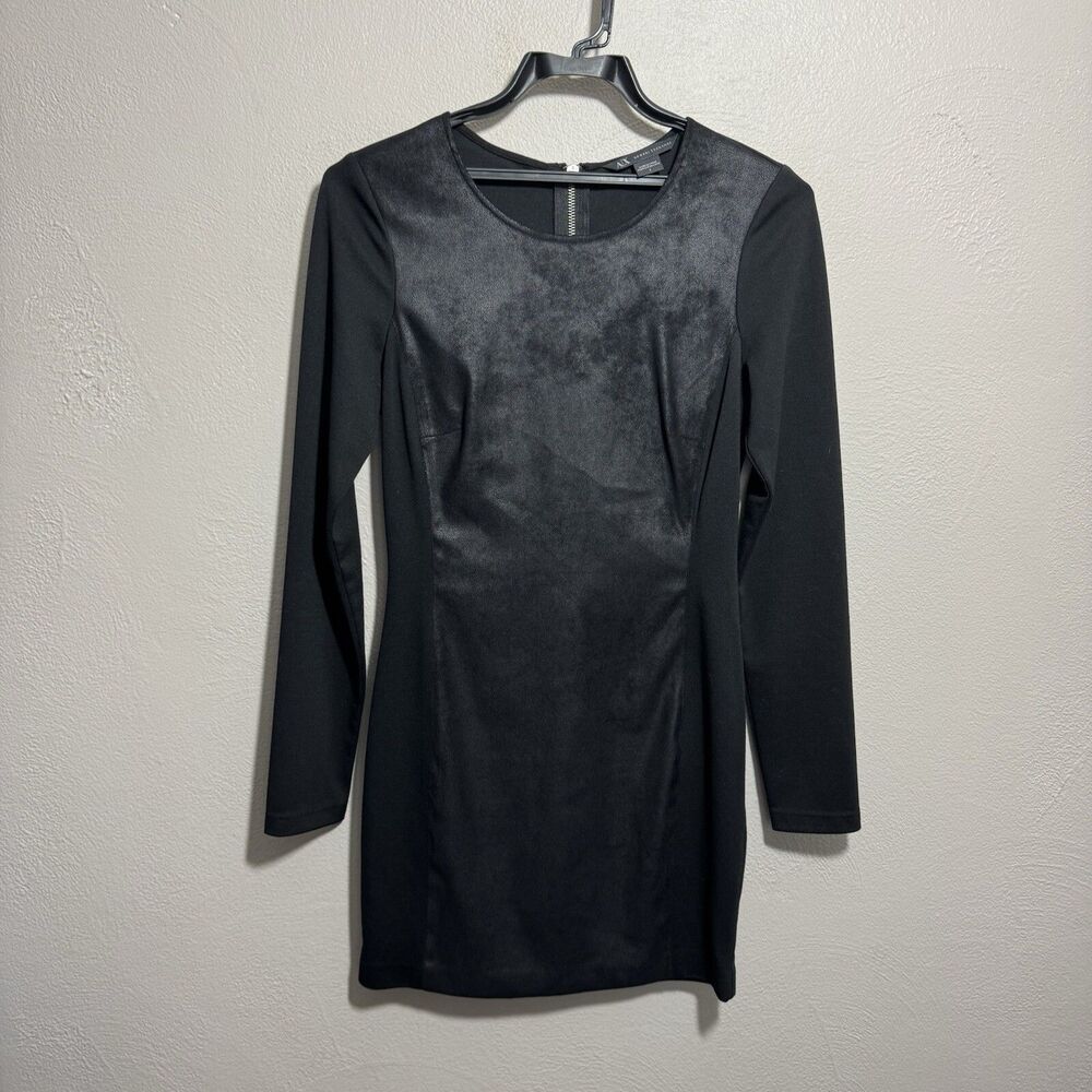 A/X Armani Exchange Black Textured Long Sleeves Mini Dress Size 2 Womens